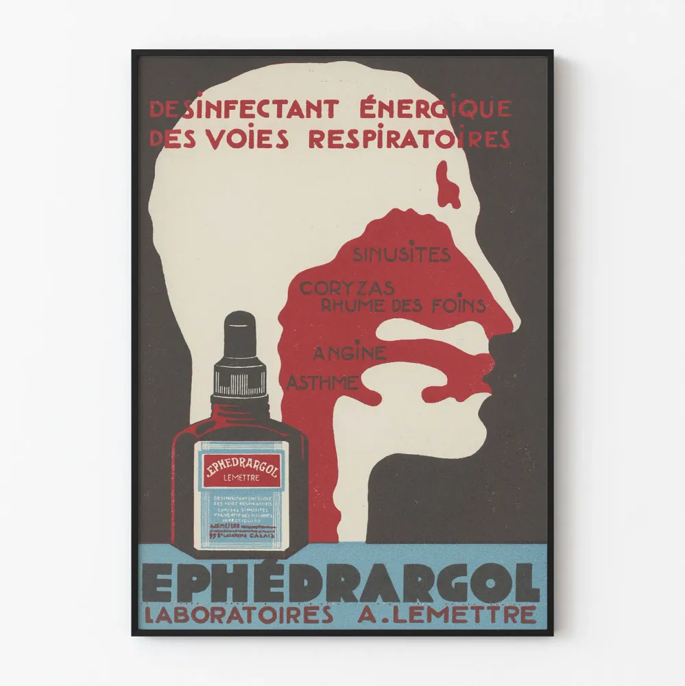 Affiche Vintage Ephédrargol Désinfectant Voies Respiratoires Artem Legrand