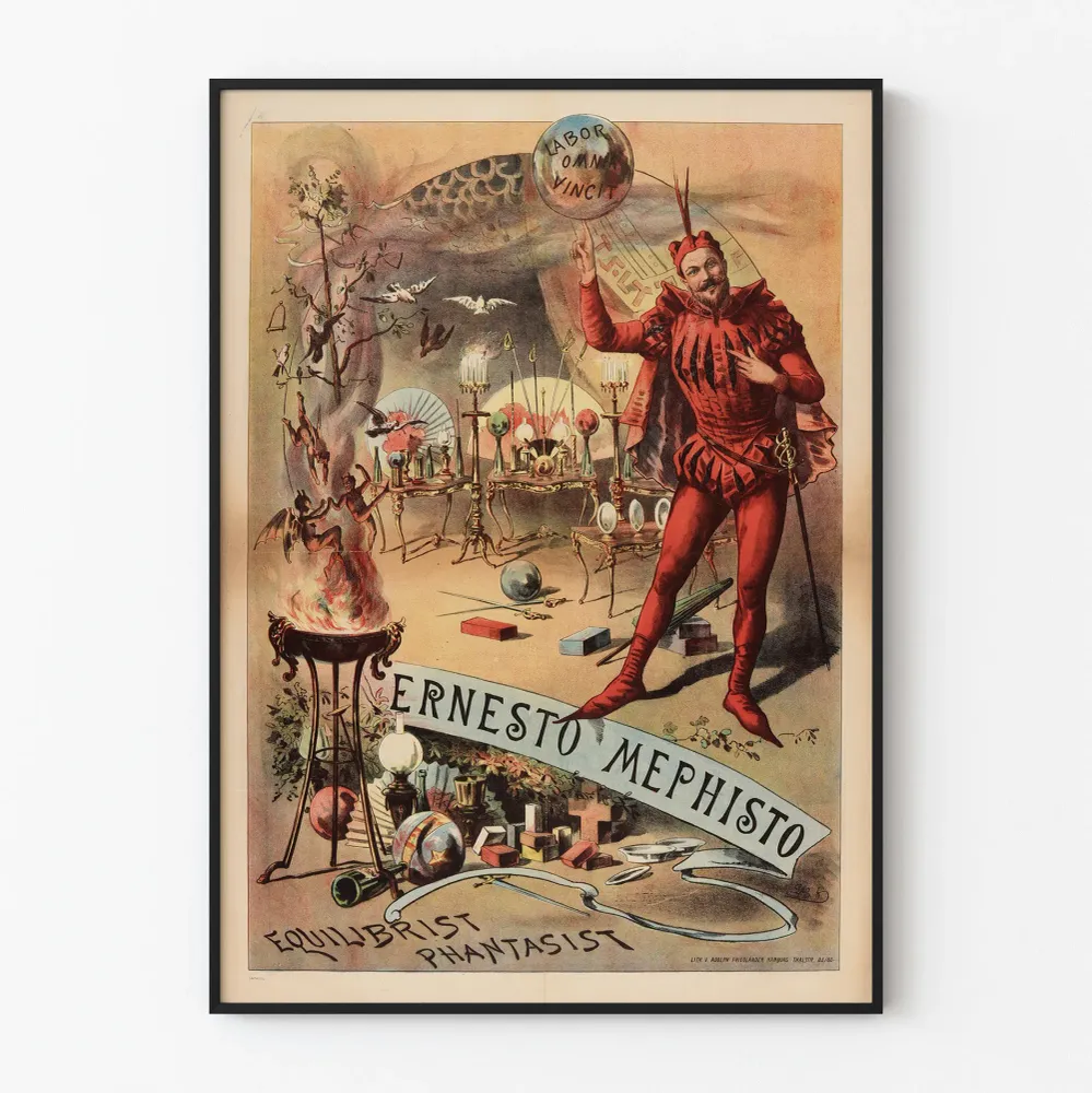 Affiche Vintage Ernesto Mephisto Équilibriste Fantaisiste Artem Legrand