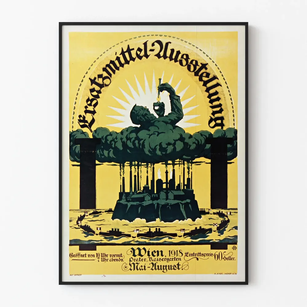Affiche vintage Ersatzmittel Ausstellung 1918 à Vienne Artem Legrand