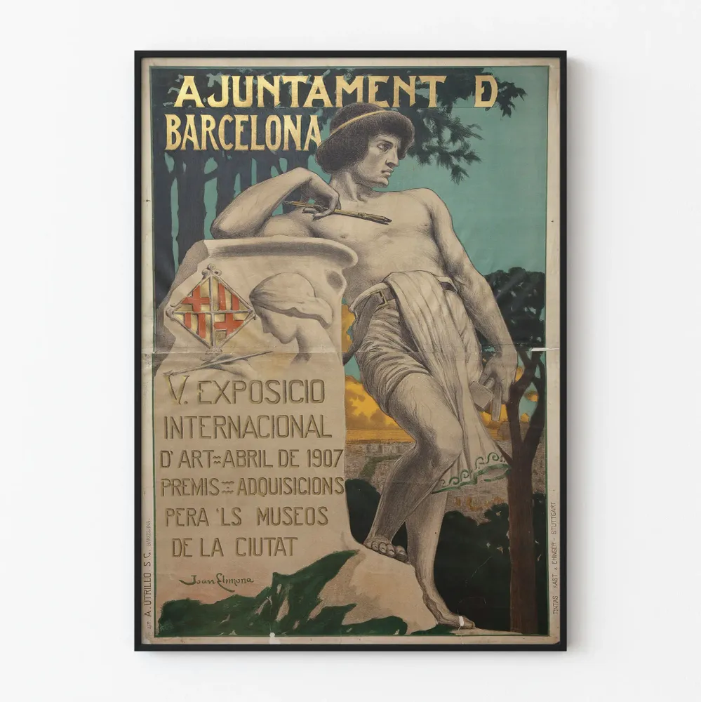 Affiche Vintage Exposition Internationale d'Art 1907 Barcelone Artem Legrand