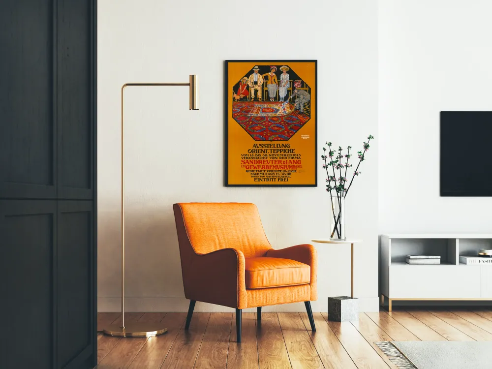 Affiche vintage exposition tapis orientaux au Musée Gewerbemuseum Bâle Artem Legrand