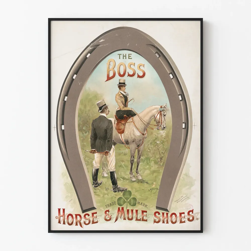 Affiche vintage Fer à cheval Boss pour chevaux et mules Artem Legrand