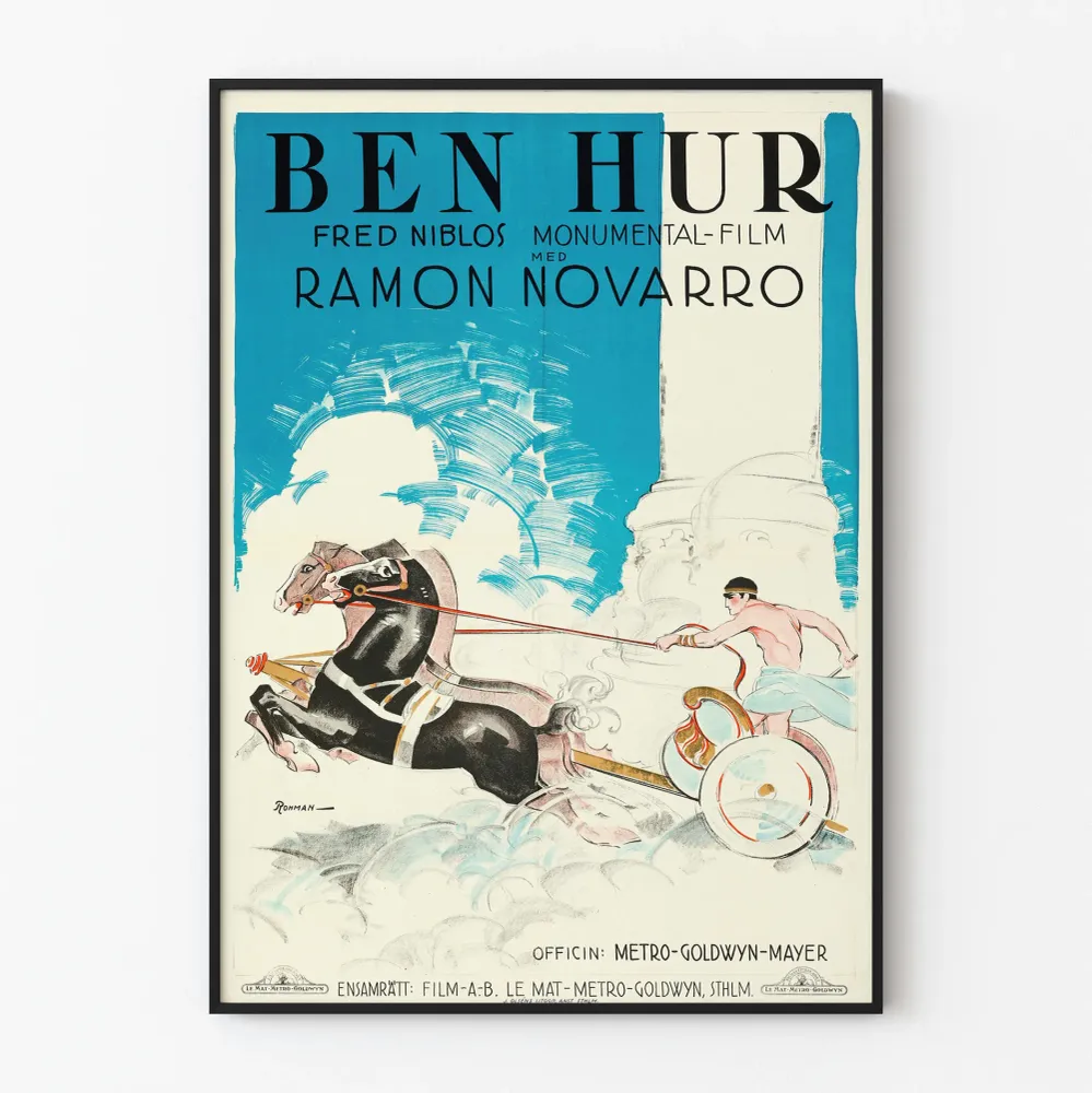 Affiche Vintage Film Ben Hur Chariot Course Décoration Murale Artem Legrand