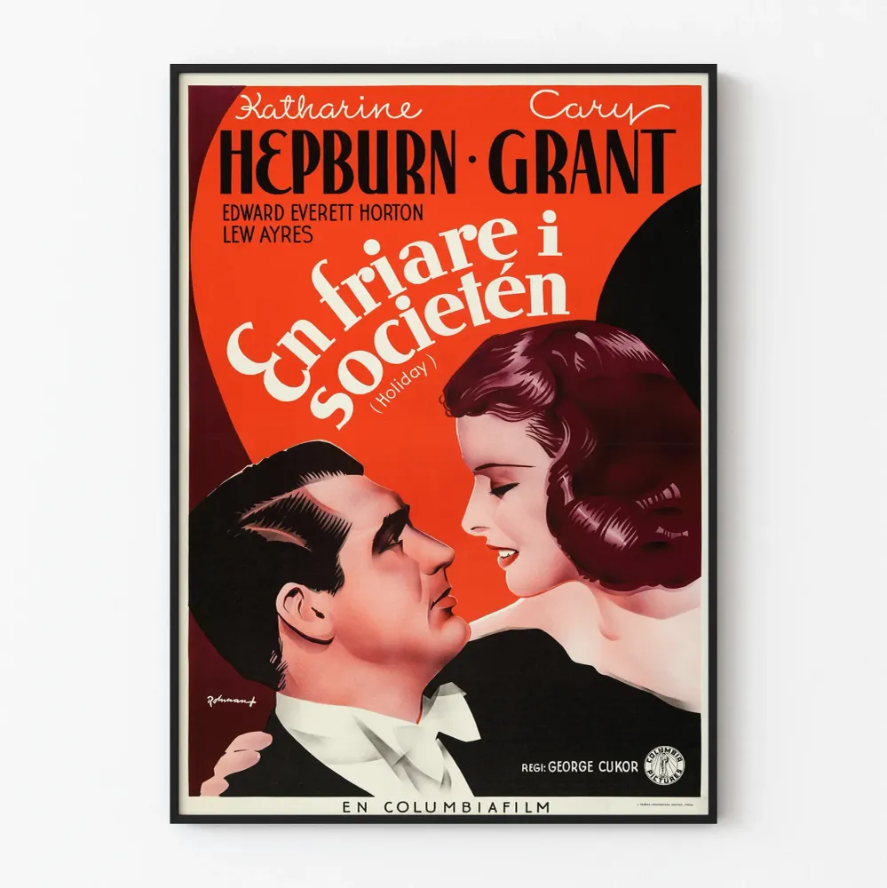 Affiche Vintage Film Holiday Katherine Hepburn & Cary Grant Artem Legrand