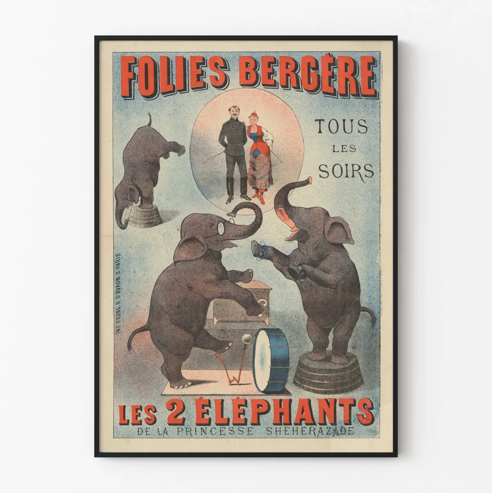 Affiche Vintage Folies Bergère Les 2 Éléphants de la Princesse Sheherazade Artem Legrand