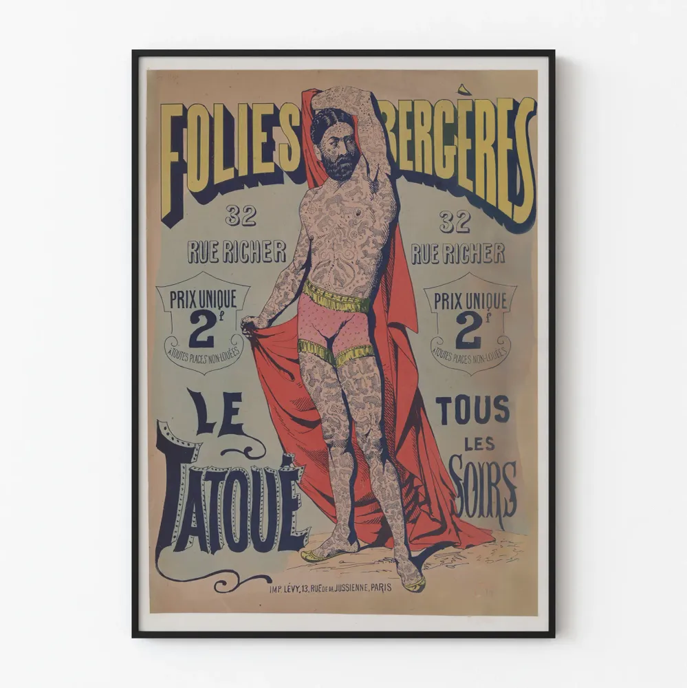 Affiche Vintage Folies Bergère Le Tatoué Artem Legrand