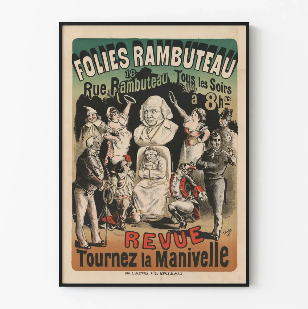 Affiche vintage Folies Rambuteau - Revue Tournez la Manivelle Artem Legrand