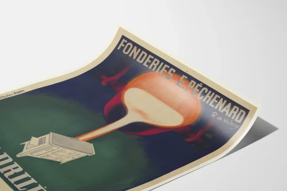 Affiche vintage Fonderies E. Péchenard - La Madrilène cuisinière à charbon Artem Legrand