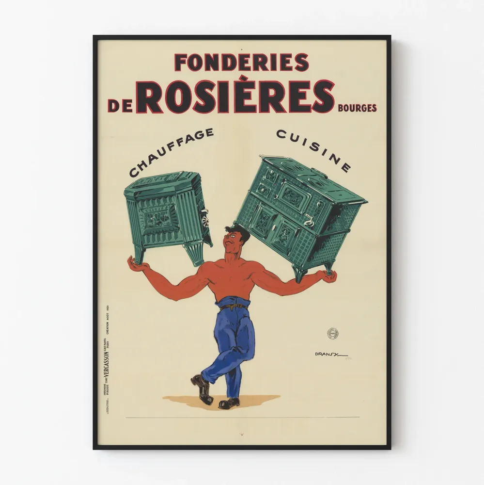 Affiche vintage Fonderies de Rosières Chauffage et Cuisine Artem Legrand