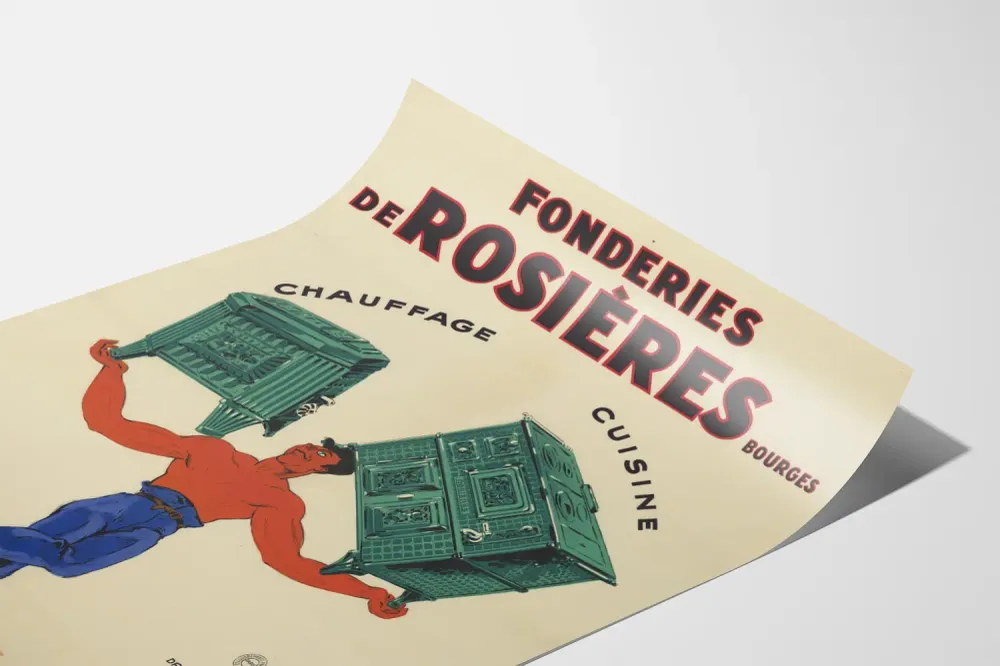 Affiche vintage Fonderies de Rosières Chauffage et Cuisine Artem Legrand