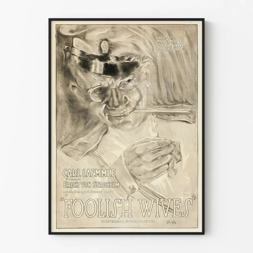 Affiche vintage Foolish Wives - Illustration monochrome au style rétro Artem Legrand