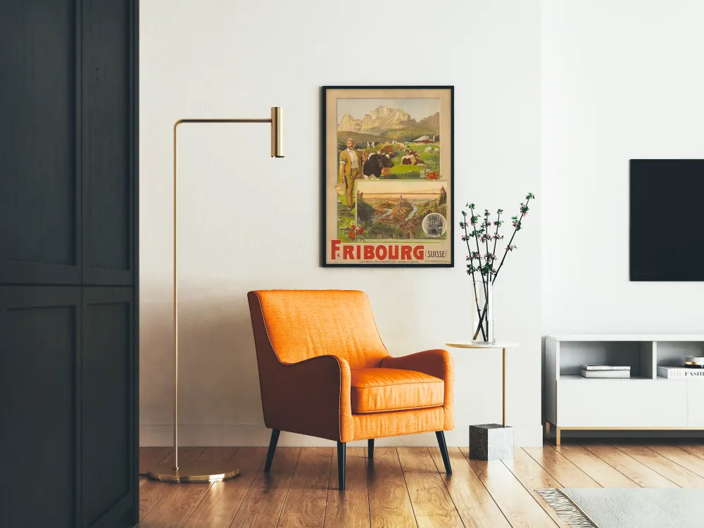 Affiche vintage Fribourg Suisse Décoration Murale Paysage et Culture Artem Legrand