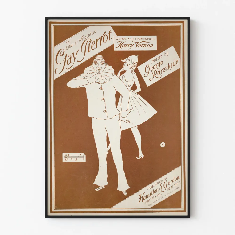 Affiche vintage Gay Pierrot avec illustration de Pierrot et Columbine Artem Legrand