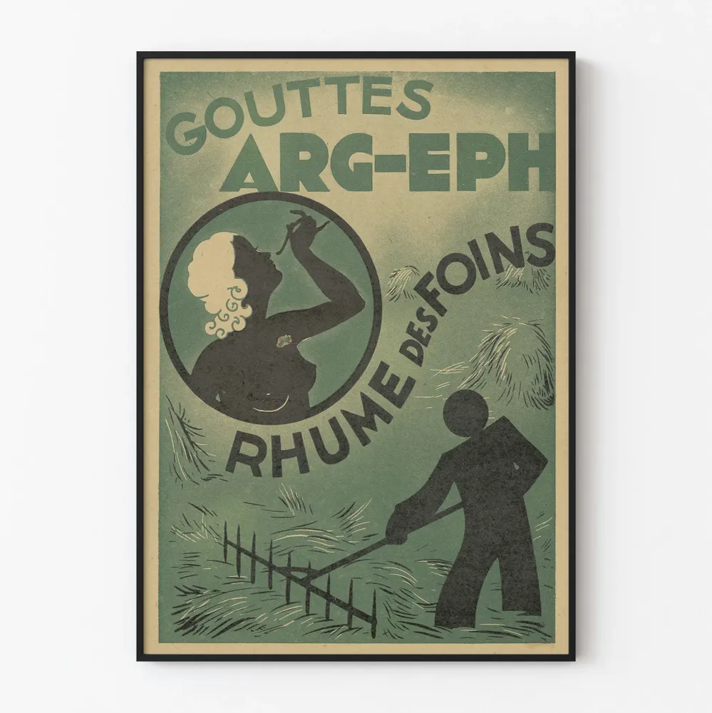 Affiche vintage Gouttes ARG-EPH Rhume des Foins Artem Legrand