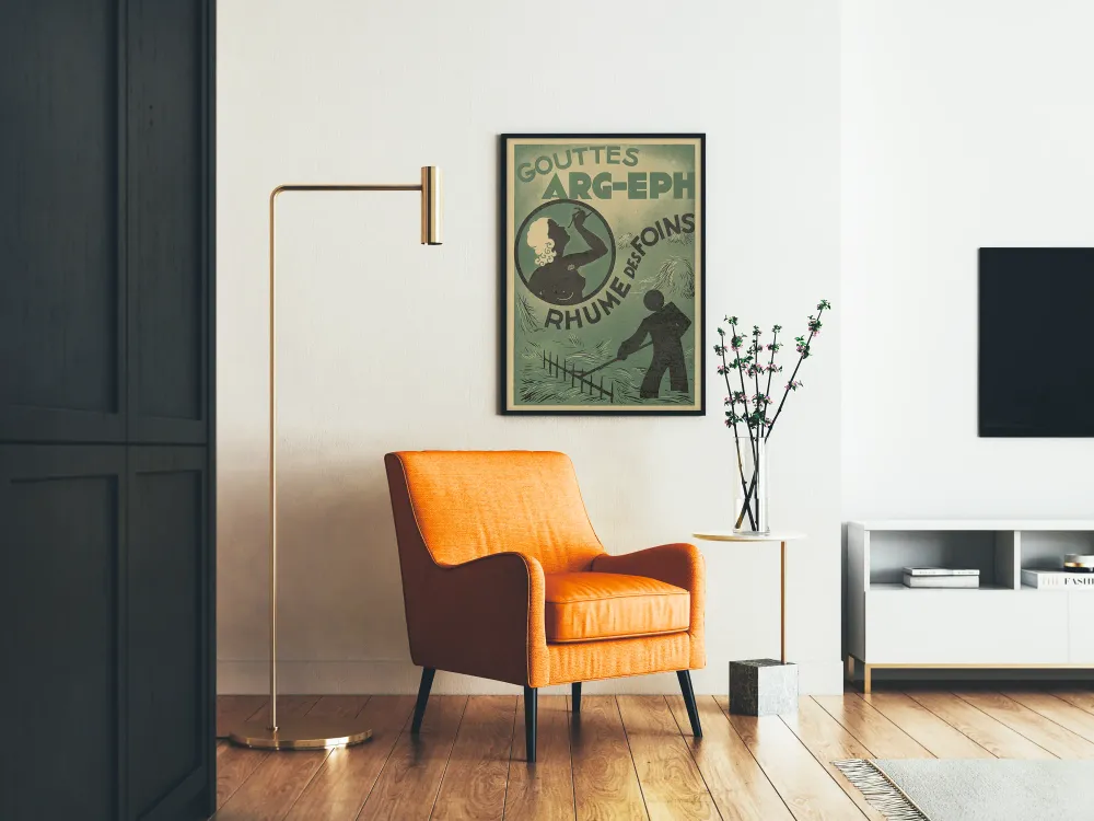 Affiche vintage Gouttes ARG-EPH Rhume des Foins Artem Legrand