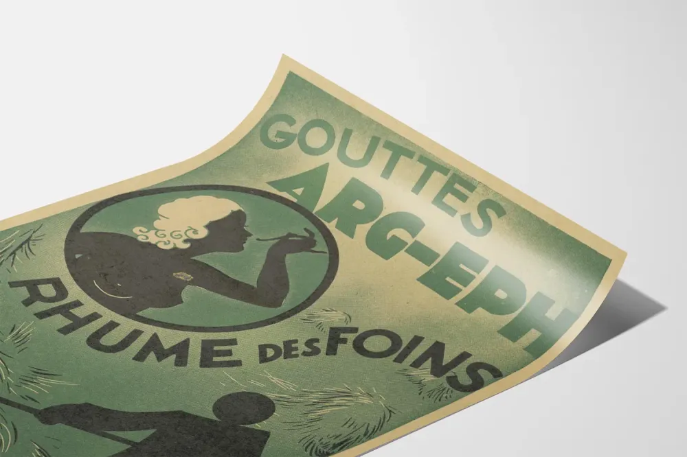 Affiche vintage Gouttes ARG-EPH Rhume des Foins Artem Legrand