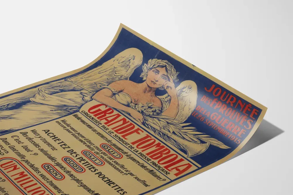 Affiche vintage Grande Tombola - Journée des Éprouvés de la Guerre 1915 Artem Legrand