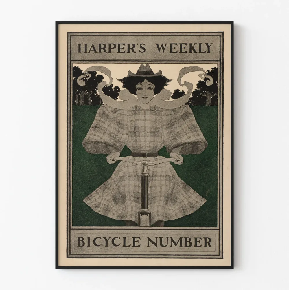 Affiche vintage Harper's Weekly bicyclette femme Artem Legrand