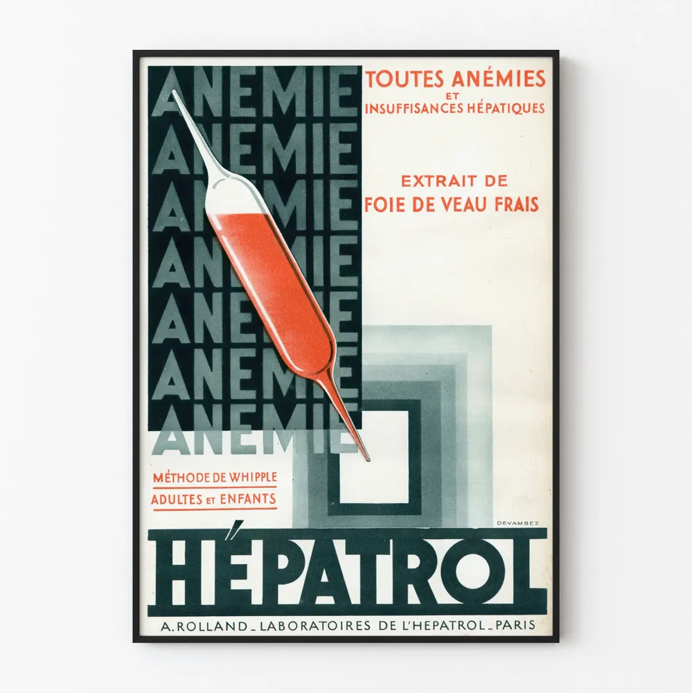 Affiche vintage Hepatrol - émie et insuffisances hépatiques Artem Legrand