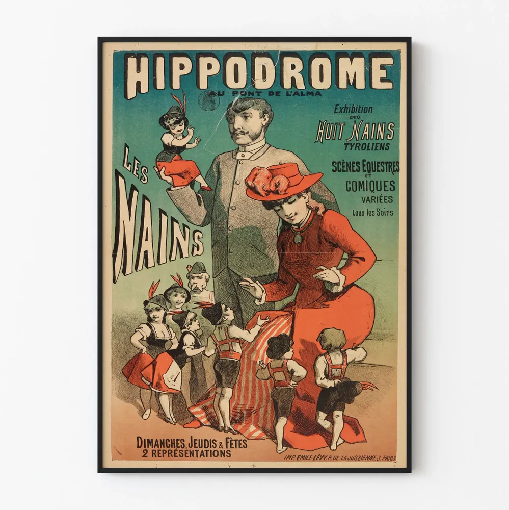 Affiche vintage Hippodrome Pont de l'Alma - Exhibition des Huit Nains Tyroliens Artem Legrand