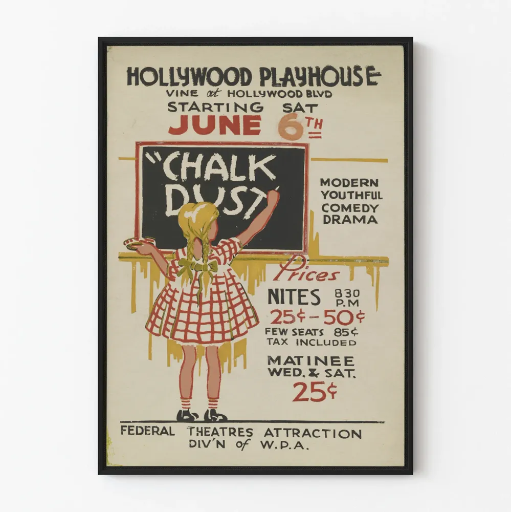 Affiche vintage Hollywood Playhouse Chalk Dust - Décoration murale rétro Artem Legrand