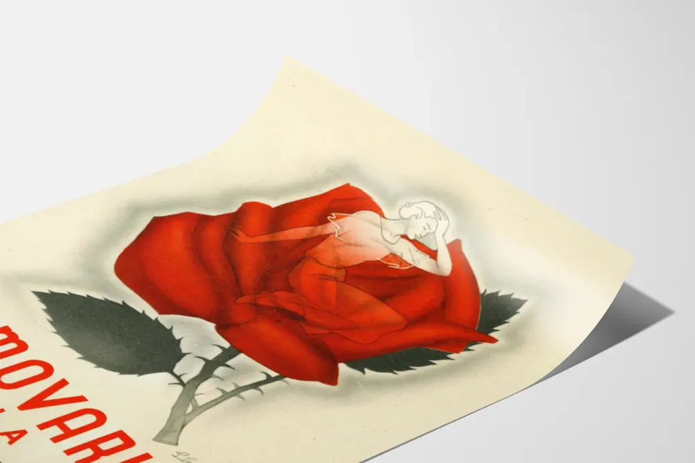Affiche vintage Hormovarine Byla - Décoration murale rétro avec rose rouge Artem Legrand
