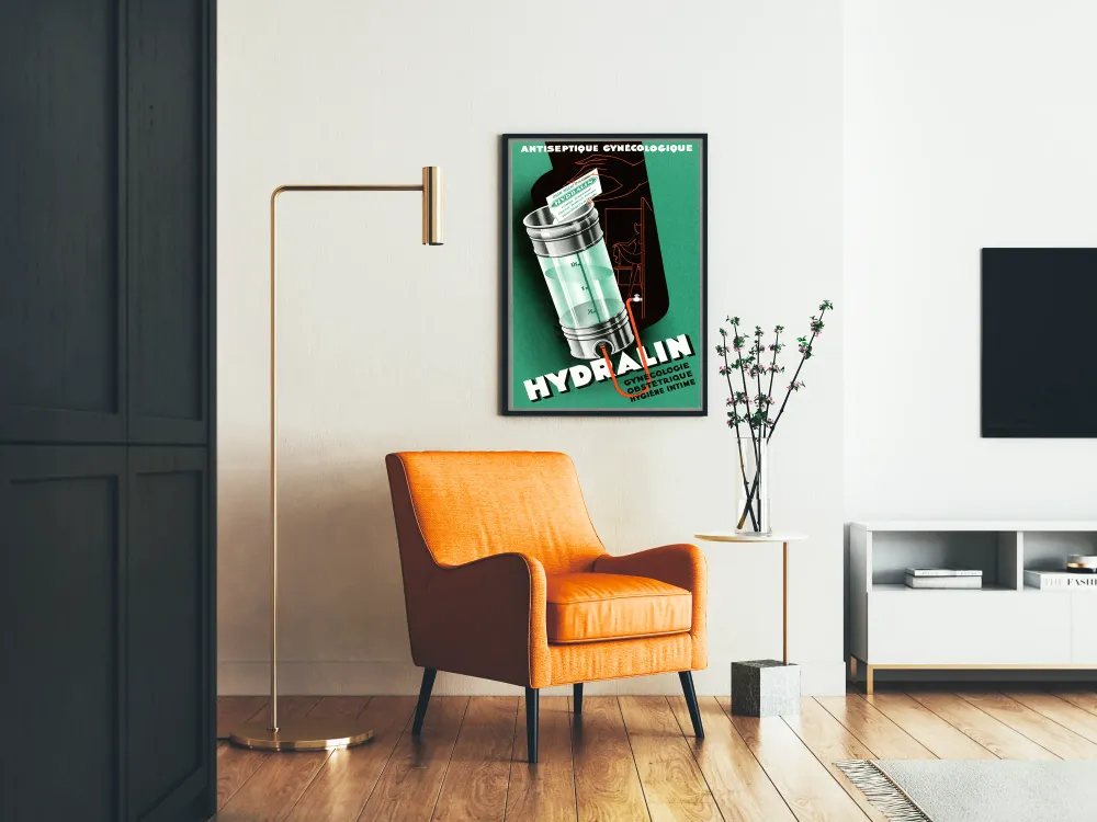 Affiche vintage Hydralin antiseptique gynécologique pour décoration murale Artem Legrand