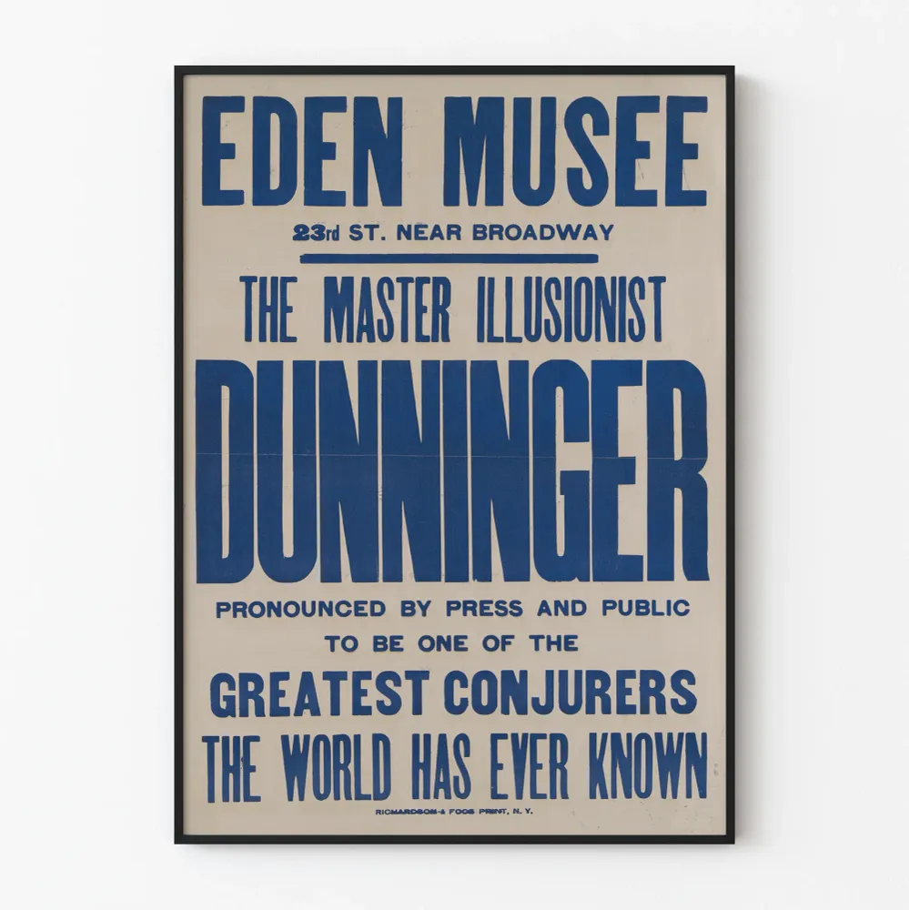 Affiche Vintage Illusionniste Dunninger au Eden Musée Artem Legrand