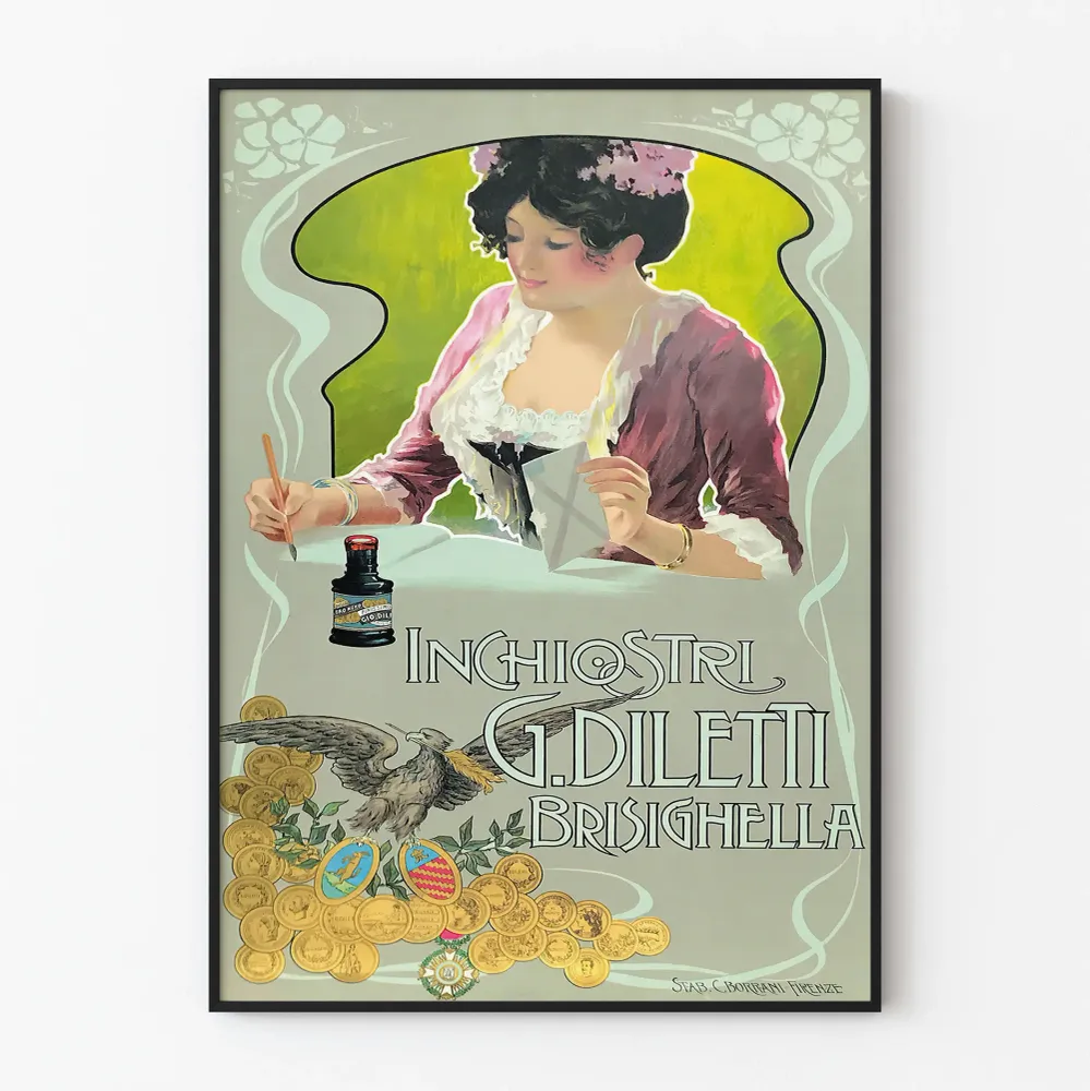 Affiche vintage Inchiostri G. Diletti Brisighella pour décoration murale Artem Legrand