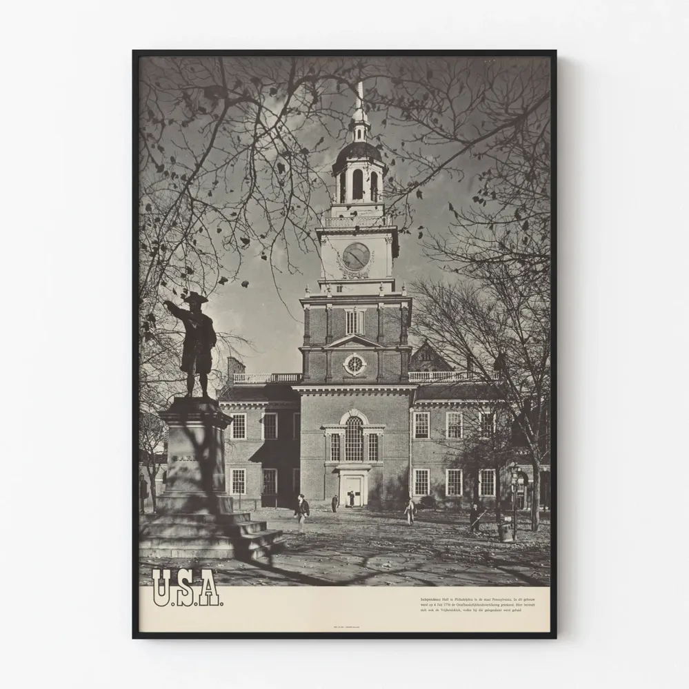 Affiche vintage Independence Hall Philadelphia - Décoration murale historique Artem Legrand