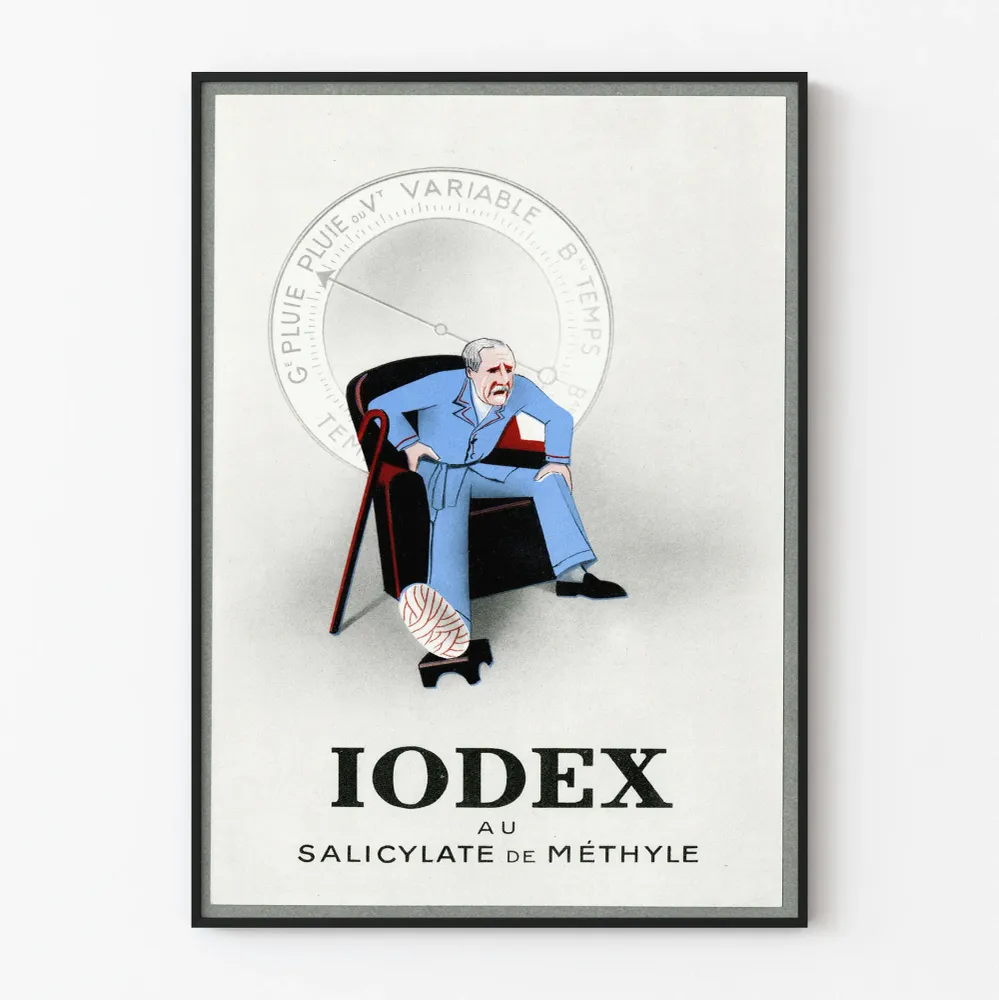 Affiche vintage Iodex au Salicylate de Méthyle pour décoration murale Artem Legrand