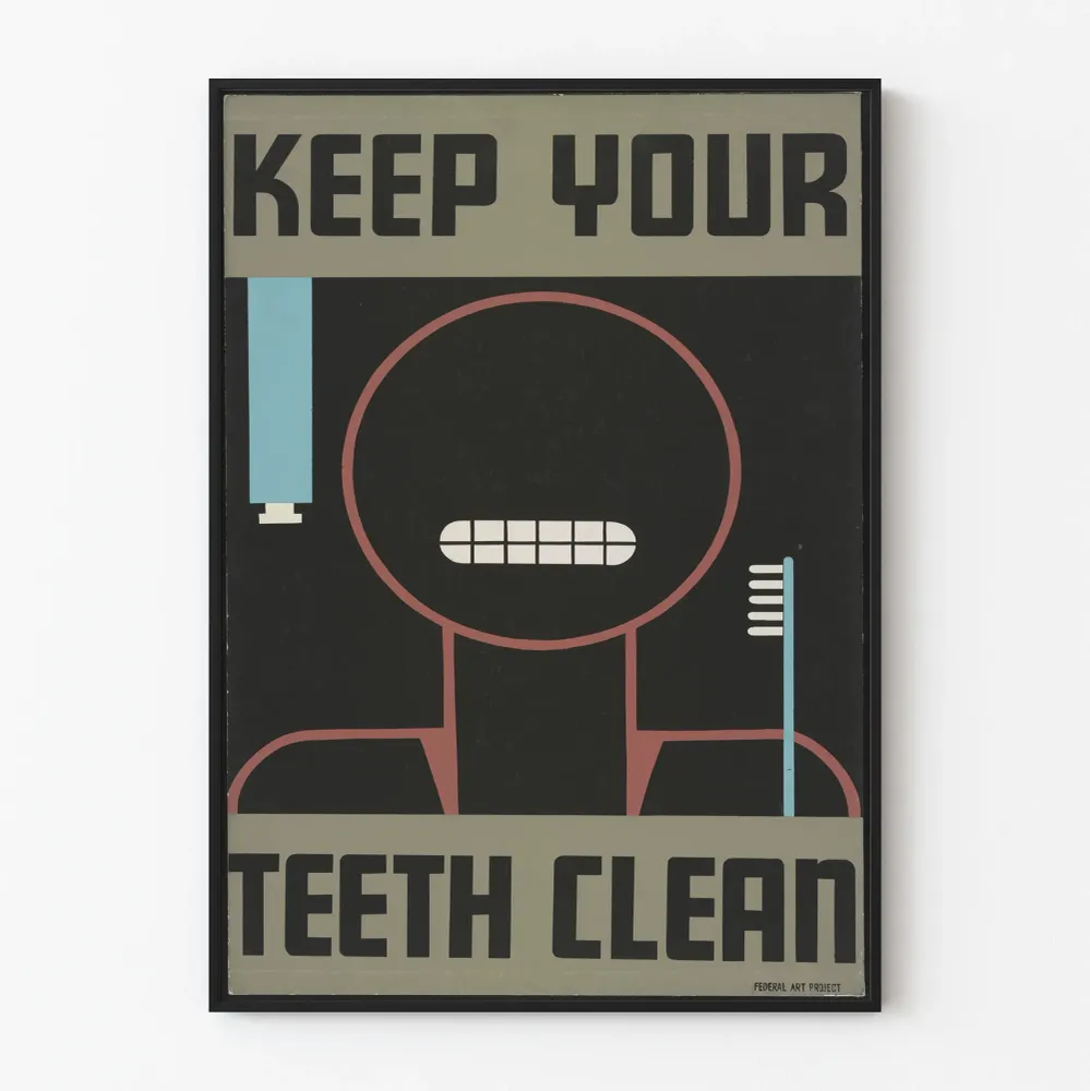 Affiche vintage Keep Your Teeth Clean pour décoration murale Artem Legrand