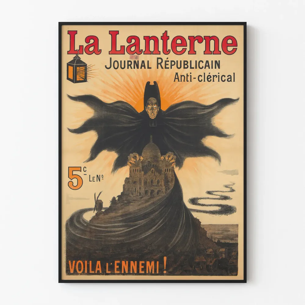 Affiche Vintage La Lanterne Journal Républicain Anti-clérical Artem Legrand