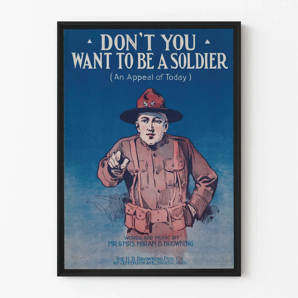 Affiche vintage militaire Don't You Want to Be Soldier - Décoration murale rétro Artem Legrand