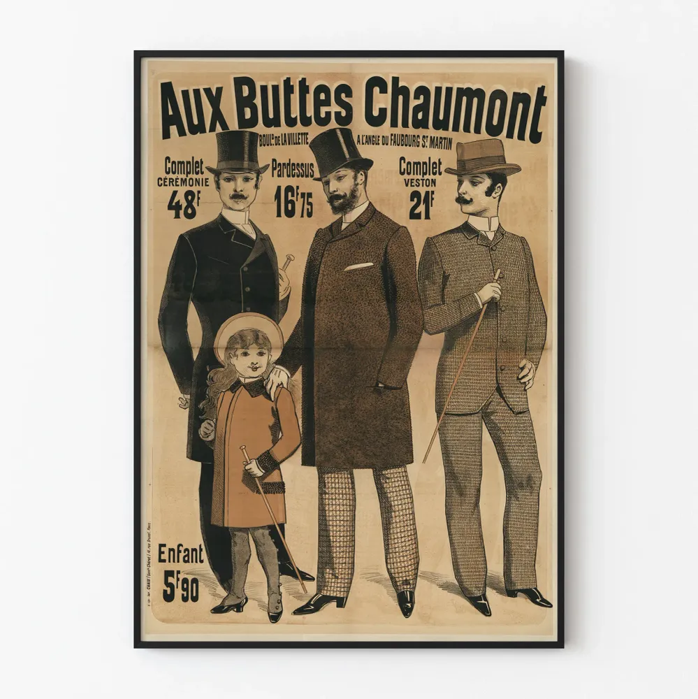Affiche vintage mode masculine Aux Buttes Chaumont Artem Legrand