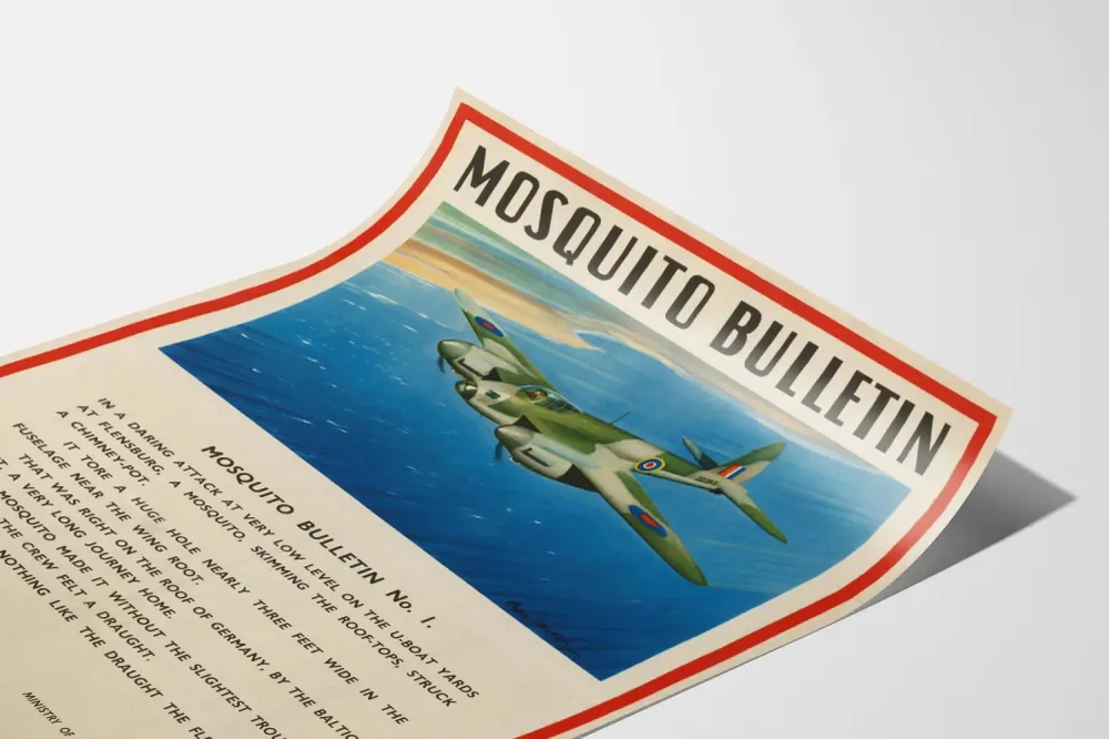 Affiche vintage Mosquito Bulletin avion militaire décoration murale Artem Legrand