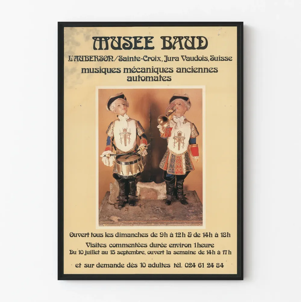 Affiche vintage Musée Baud musiques mécaniques anciennes automates Artem Legrand