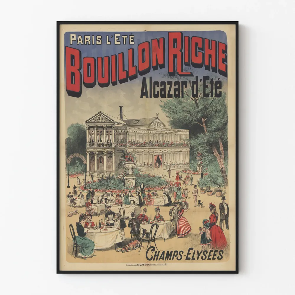 Affiche Vintage Paris Été Bouillon Riche Alcazar d'Été Artem Legrand