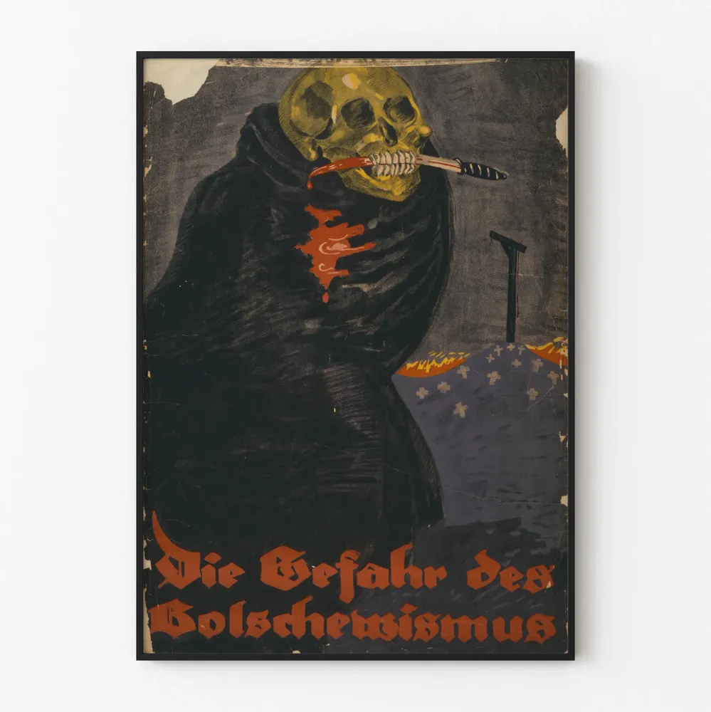 Affiche vintage de propagande sombre à crâne et faucille sanglante Artem Legrand