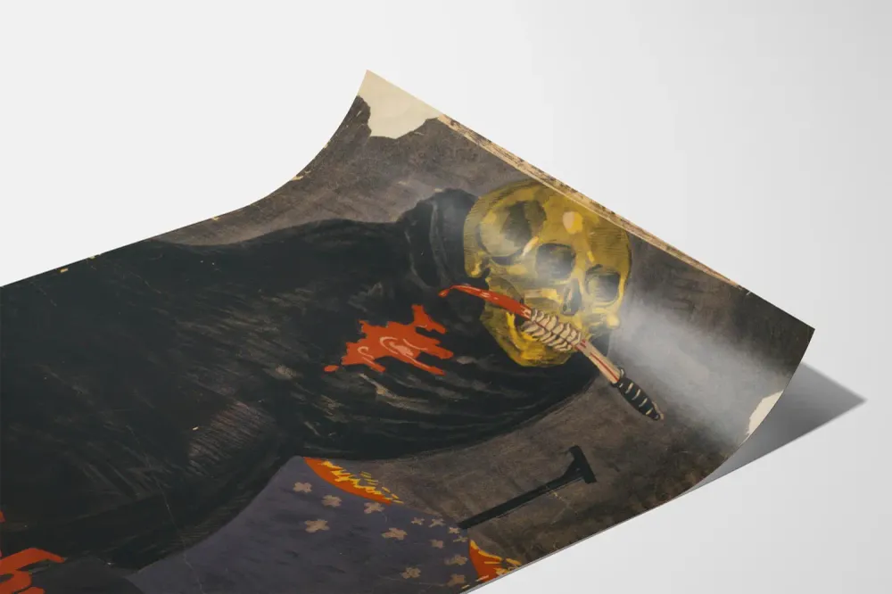 Affiche vintage de propagande sombre à crâne et faucille sanglante Artem Legrand