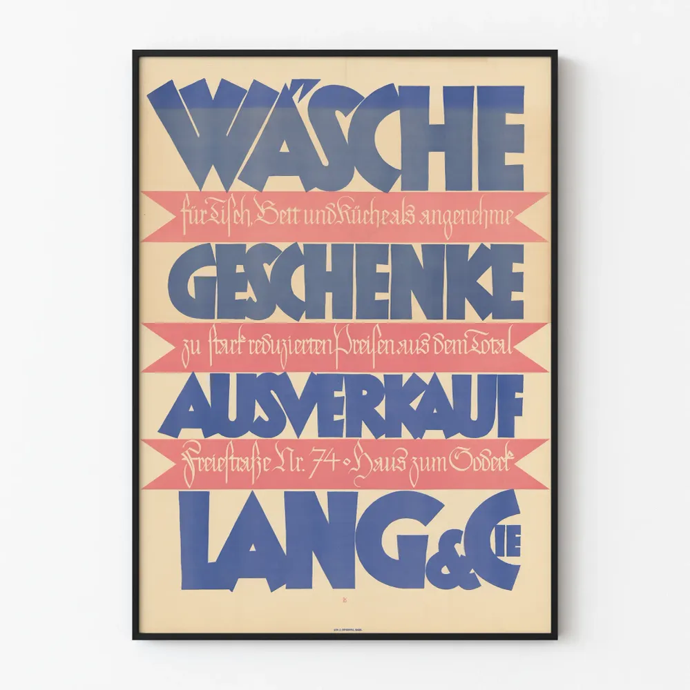 Affiche Vintage Publicitaire Wasche Geschenke Ausverkauf Lang & Cie Artem Legrand