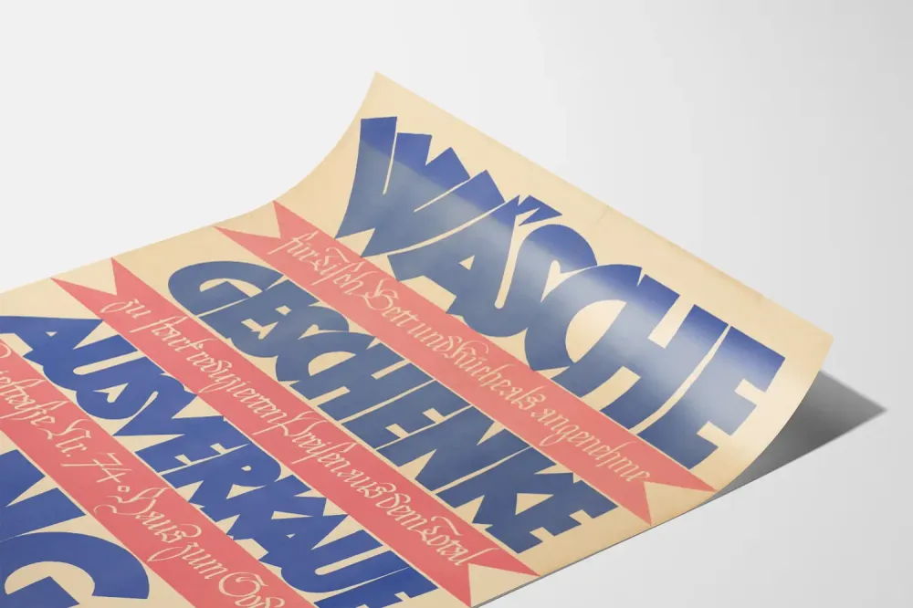 Affiche Vintage Publicitaire Wasche Geschenke Ausverkauf Lang & Cie Artem Legrand
