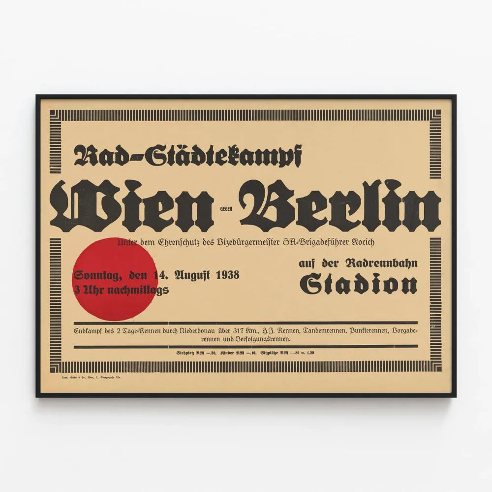 Affiche vintage Rad-Stadtekampf Wien contre Berlin 1938 Artem Legrand