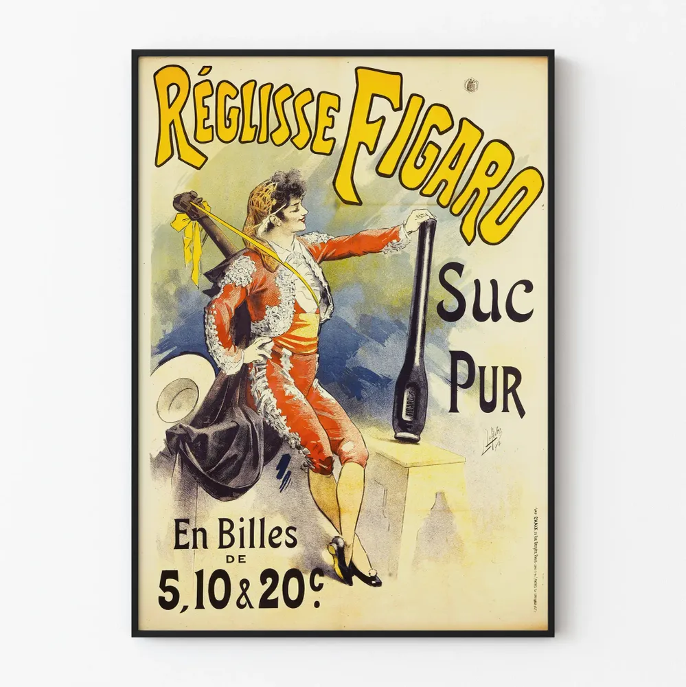 Affiche vintage Réglisse Figaro suc pur pour décoration murale Artem Legrand