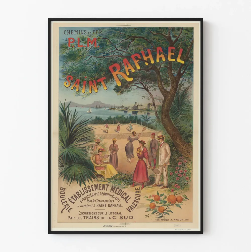 Affiche vintage Saint Raphaël Chemins de Fer P.L.M. pour décoration murale Artem Legrand