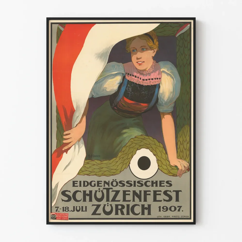 Affiche vintage du Schützenfest à Zurich 1907 Artem Legrand