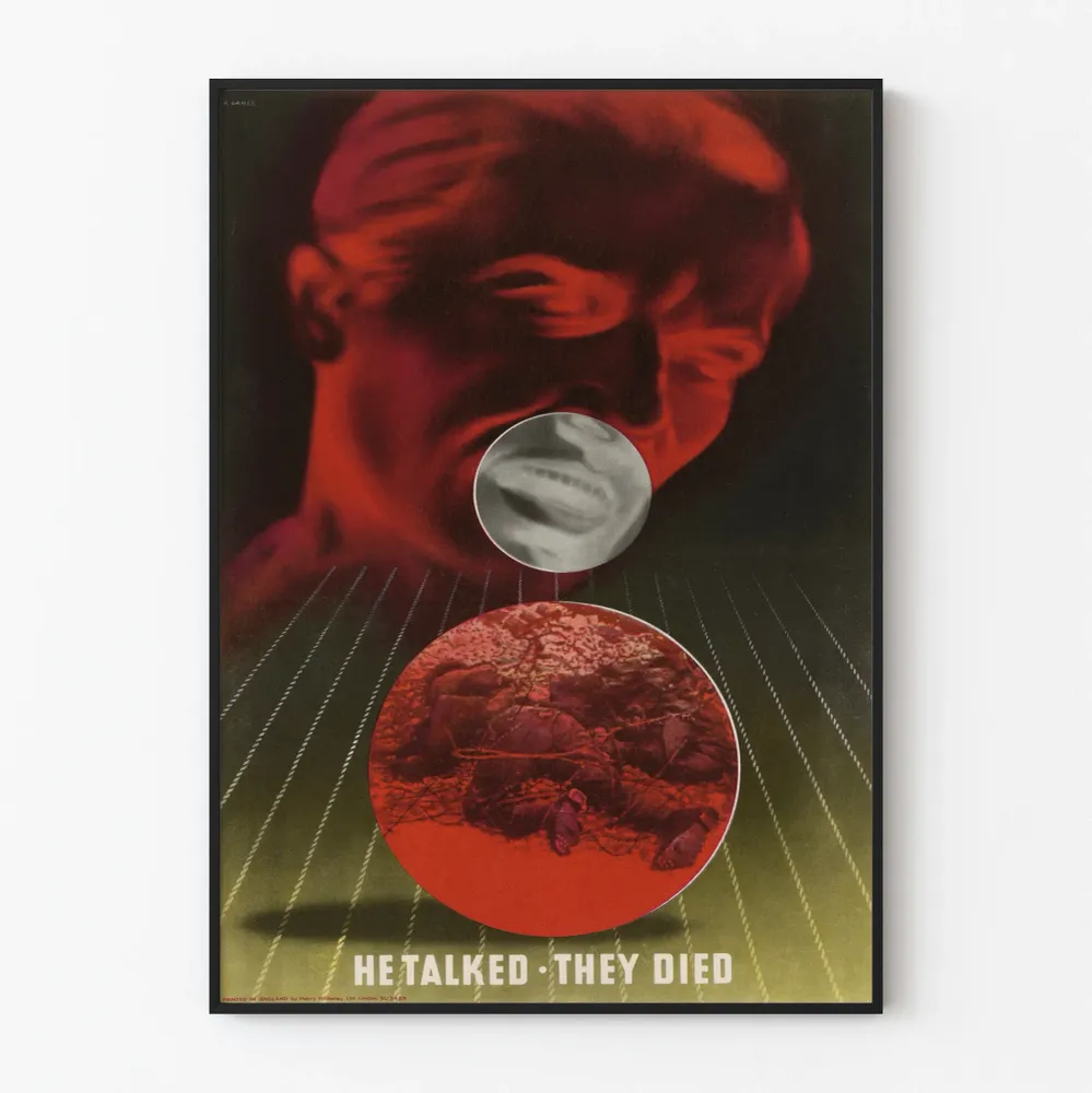 Affiche vintage de sensibilisation 'He Talked They Died' pour décoration murale Artem Legrand