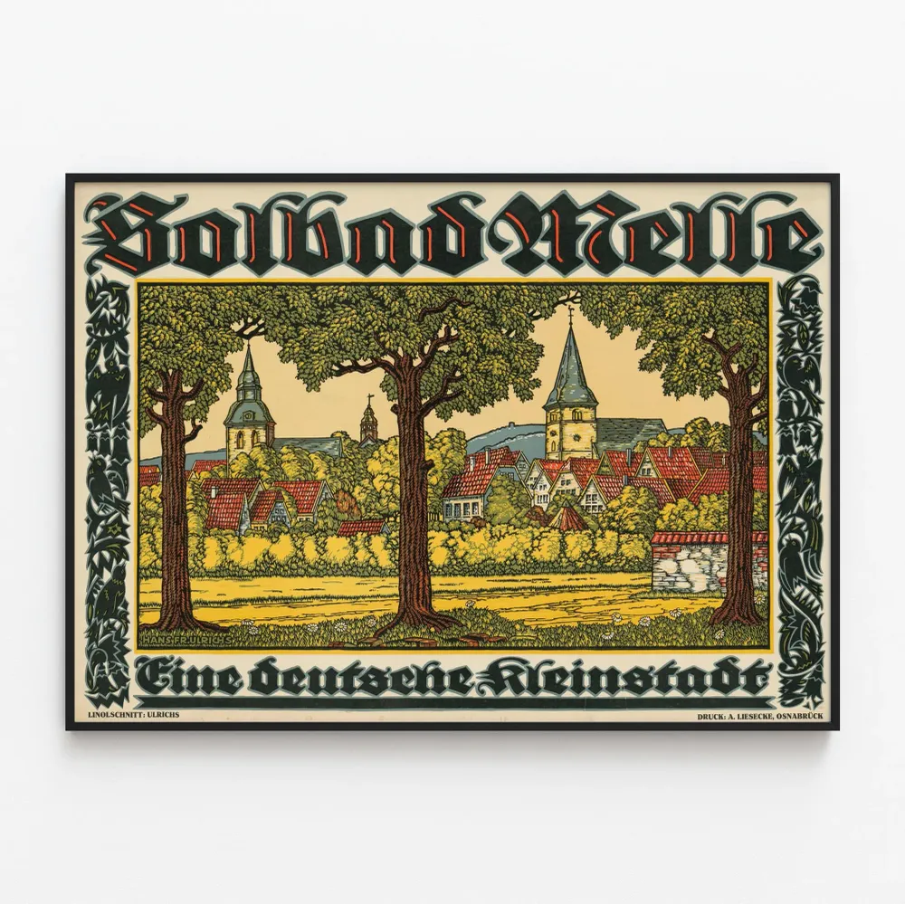 Affiche vintage Solbad Melle - Illustration d'une petite ville allemande Artem Legrand