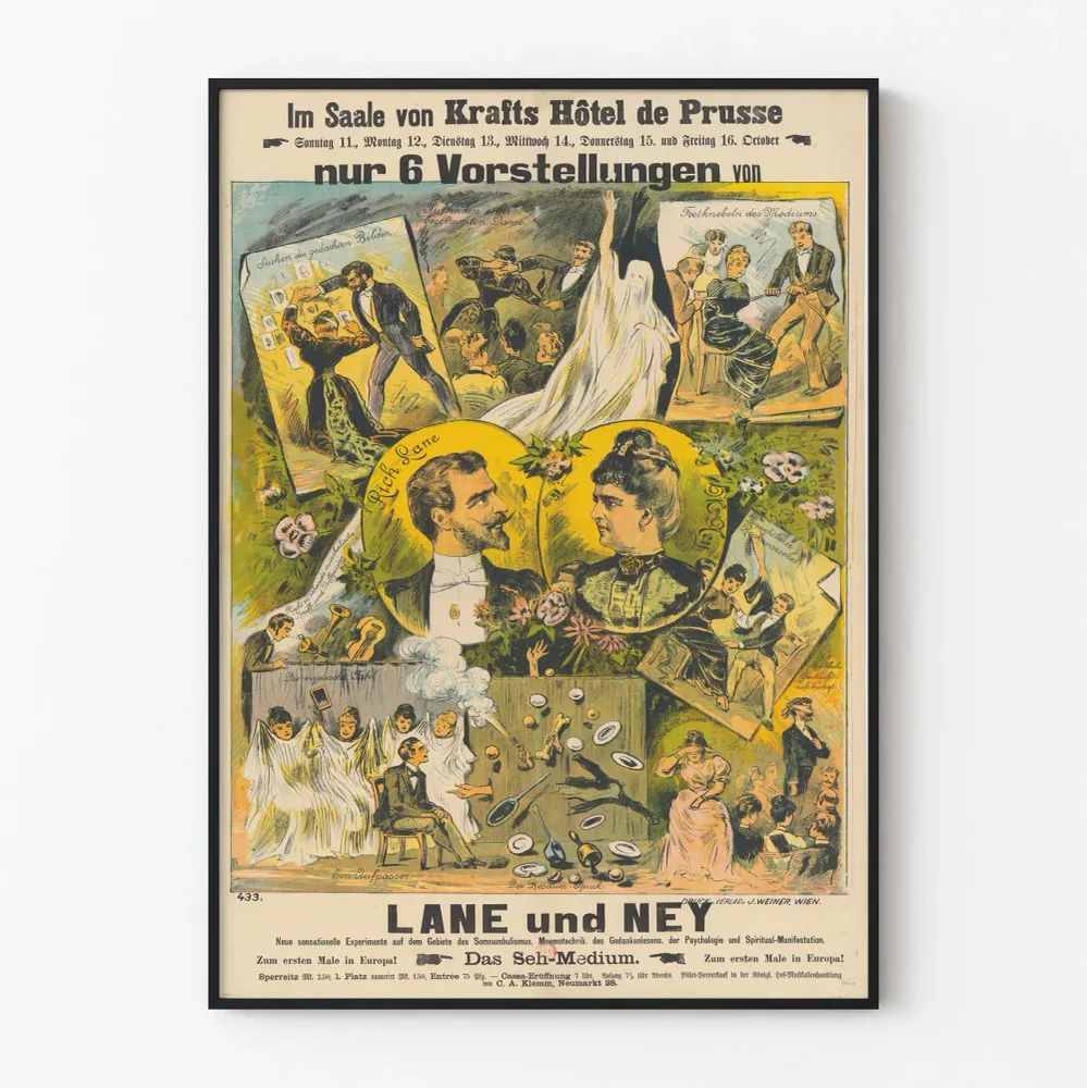 Affiche vintage de spectacle spirituel Lane et Ney Artem Legrand