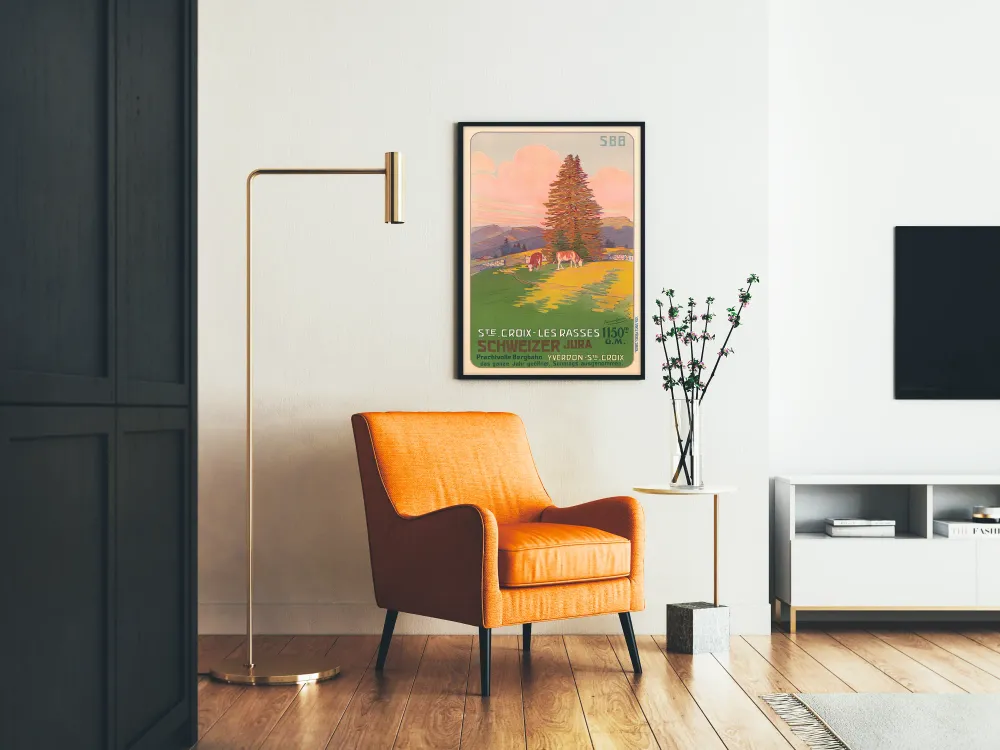Affiche vintage Ste-Croix Les Rasses Jura Suisse pour décoration murale Artem Legrand
